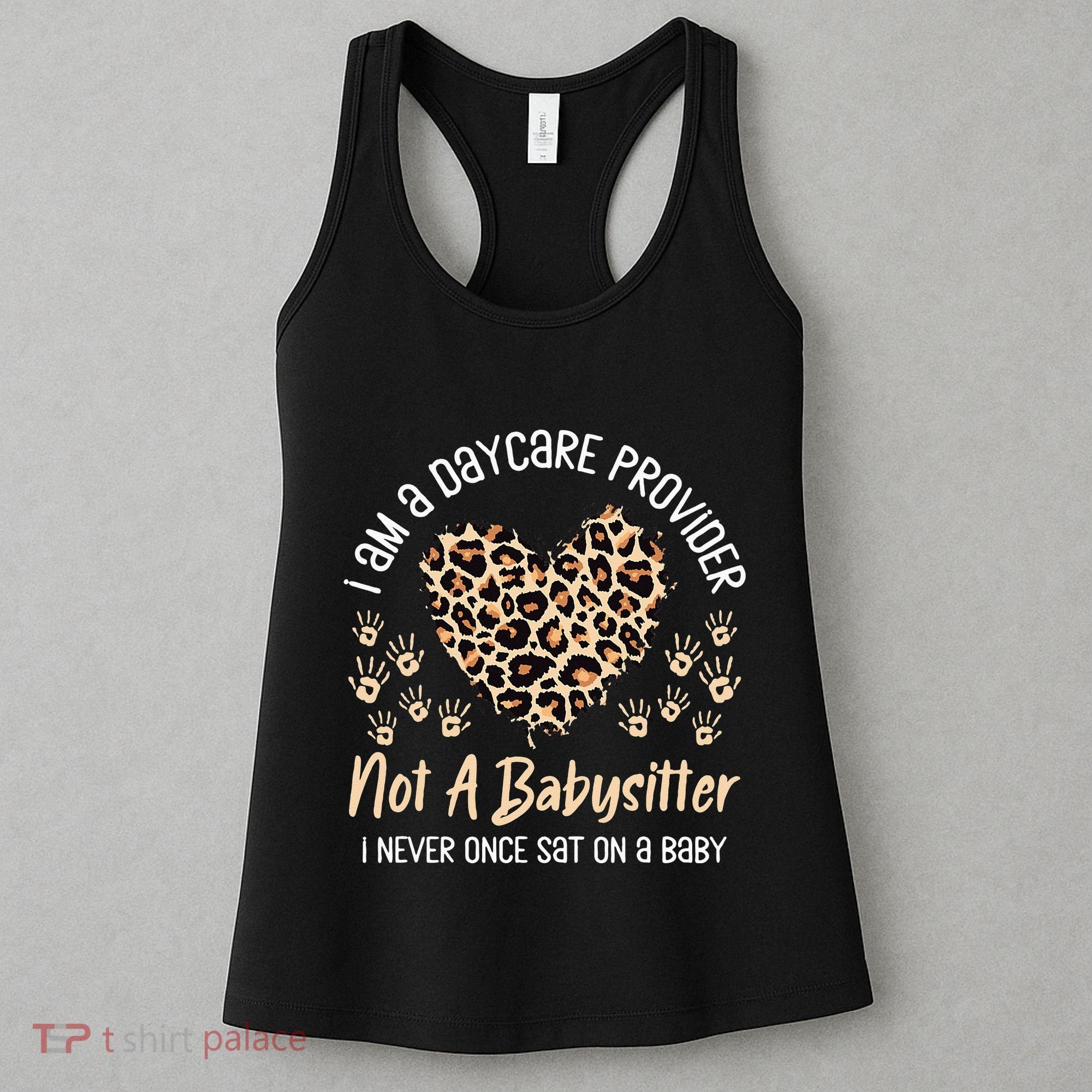 Daycare Provider Teacher Childcare Worker Leopard Heart Fun Women's Tank Top