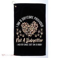 Daycare Provider Teacher Childcare Worker Leopard Heart Fun Golf Towel thumb 0