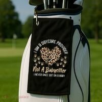 Daycare Provider Teacher Childcare Worker Leopard Heart Fun Golf Towel thumb 2