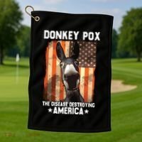 Donkey Pox The Disease Destroying America Donkeypox Funny Golf Towel thumb 1