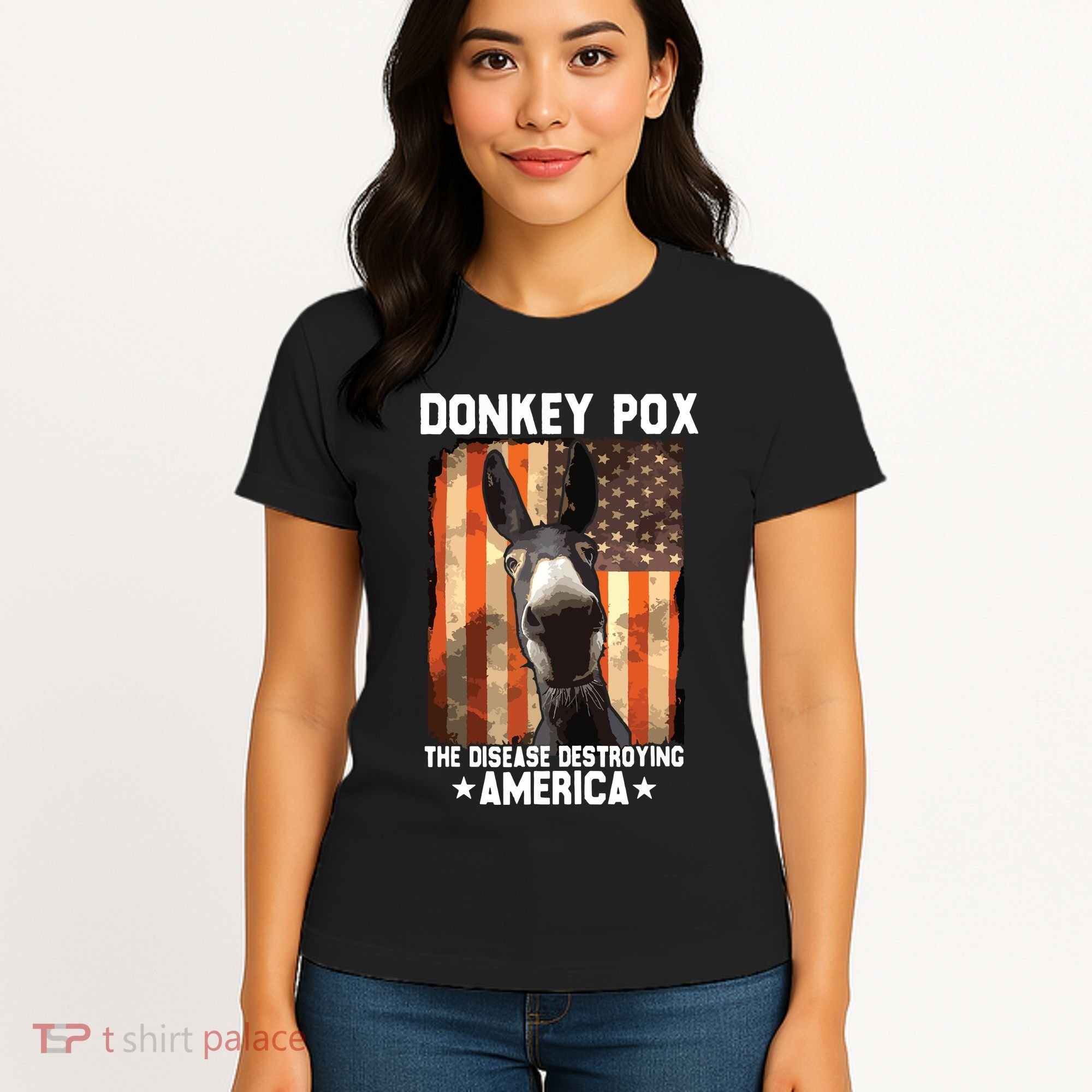 Donkey Pox The Disease Destroying America Donkeypox Funny Women's T-Shirt