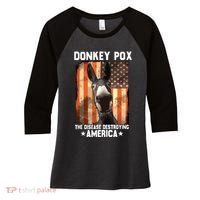 Donkey Pox The Disease Destroying America Donkeypox Funny Women's Tri-Blend 3/4-Sleeve Raglan Shirt thumb 0