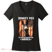 Donkey Pox The Disease Destroying America Donkeypox Funny Women's V-Neck T-Shirt thumb 0