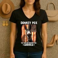 Donkey Pox The Disease Destroying America Donkeypox Funny Women's V-Neck T-Shirt thumb 3