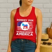 Donkey Pox The Disease Destroying America Funny Republican Women's Tank Top thumb 2