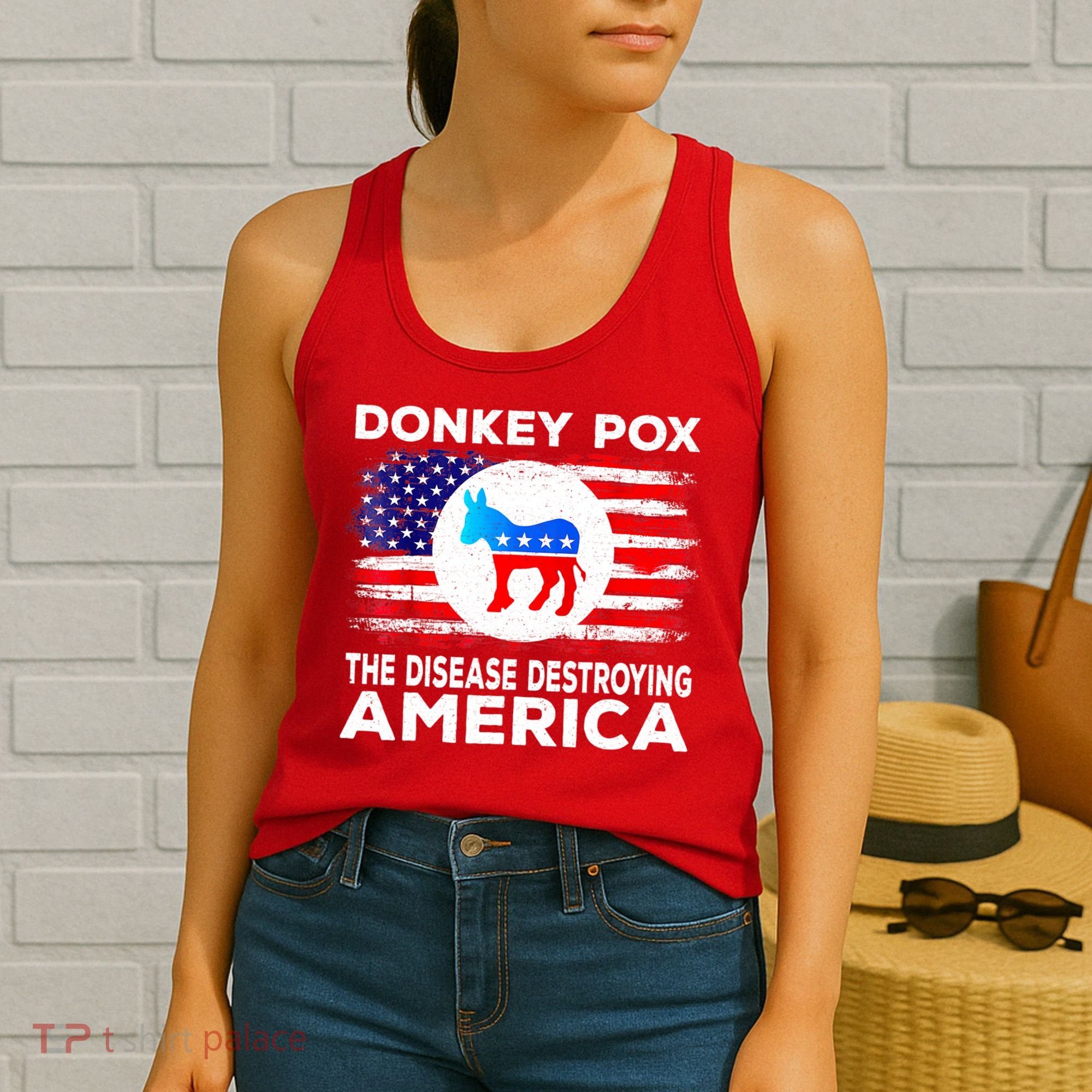 Donkey Pox The Disease Destroying America Funny Republican Women's Tank Top