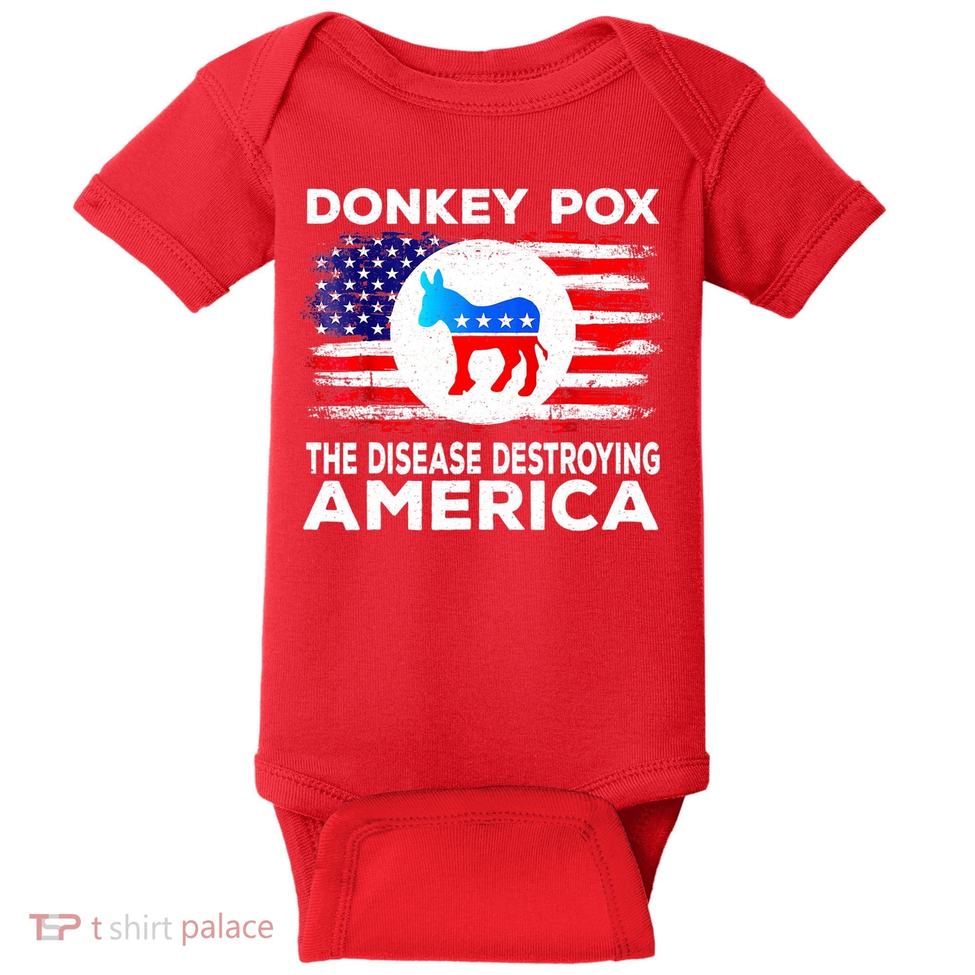 Donkey Pox The Disease Destroying America Funny Republican Baby Bodysuit