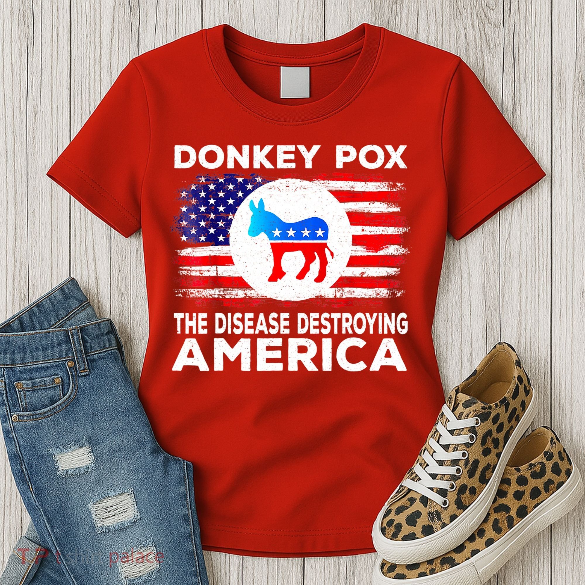 Donkey Pox The Disease Destroying America Funny Republican Women's T-Shirt
