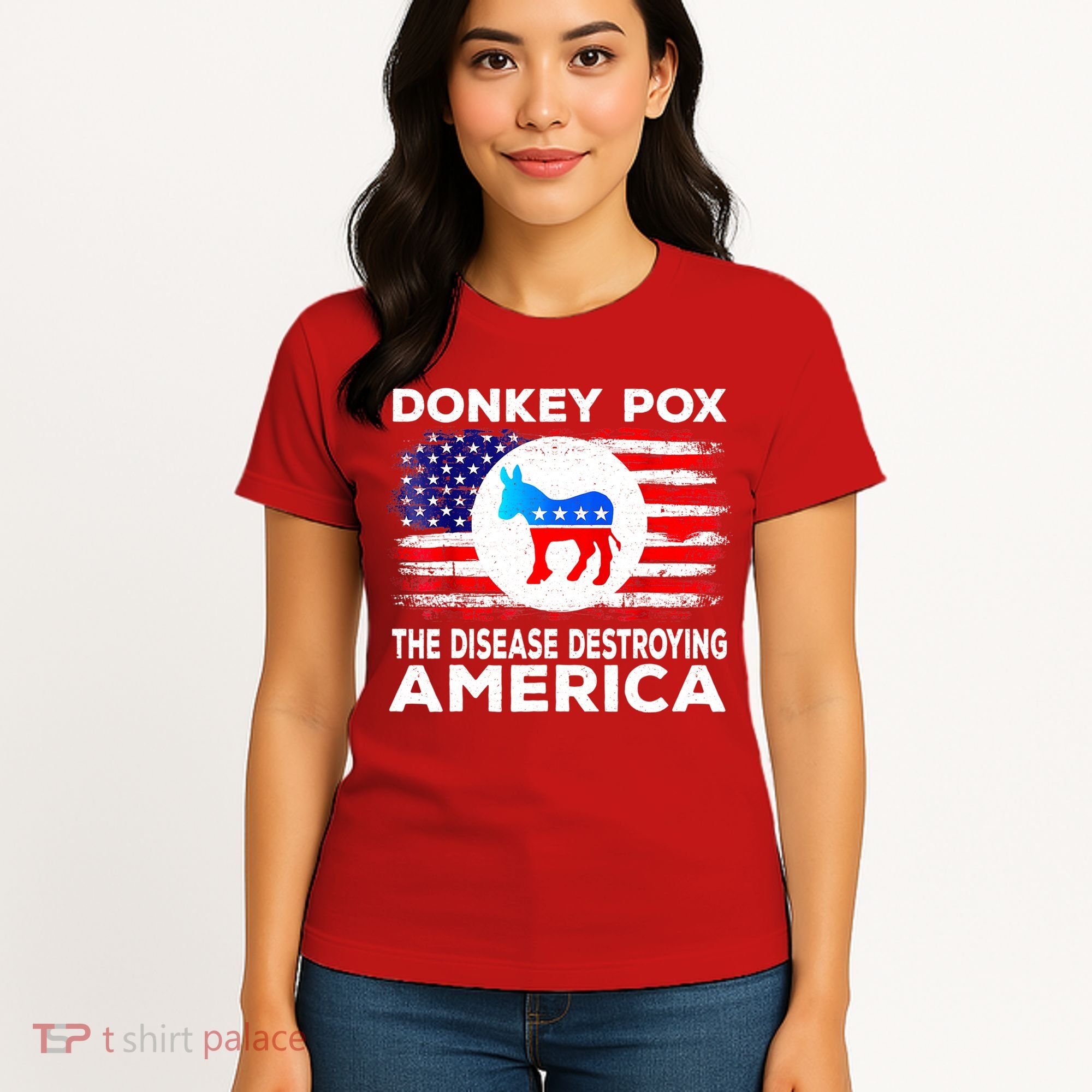 Donkey Pox The Disease Destroying America Funny Republican Women's T-Shirt