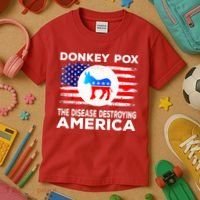 Donkey Pox The Disease Destroying America Funny Republican Kids T-Shirt thumb 3