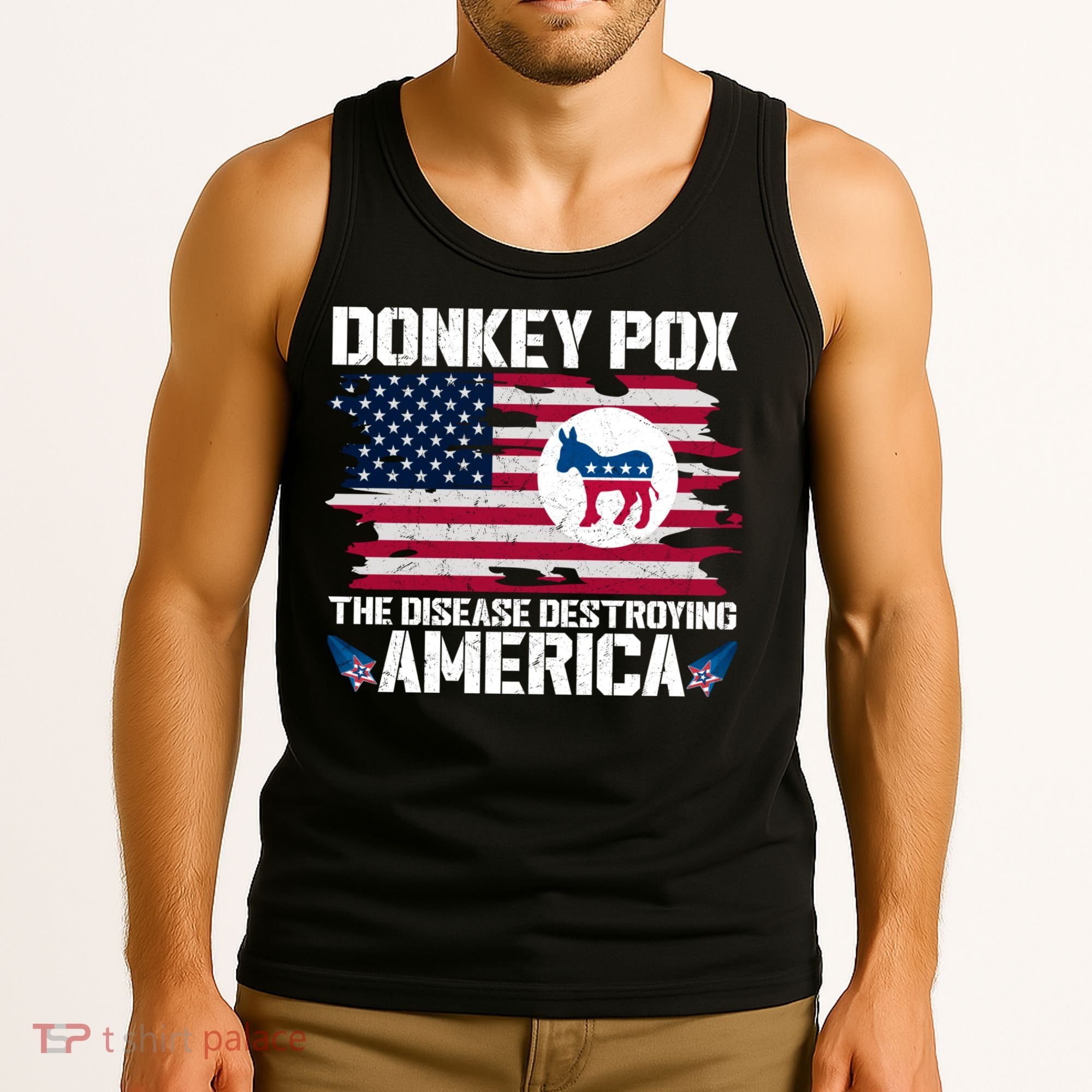 Donkey Pox The Disease Destroying America Funny Anti Biden Tank Top