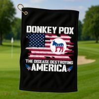 Donkey Pox The Disease Destroying America Funny Anti Biden Golf Towel thumb 1