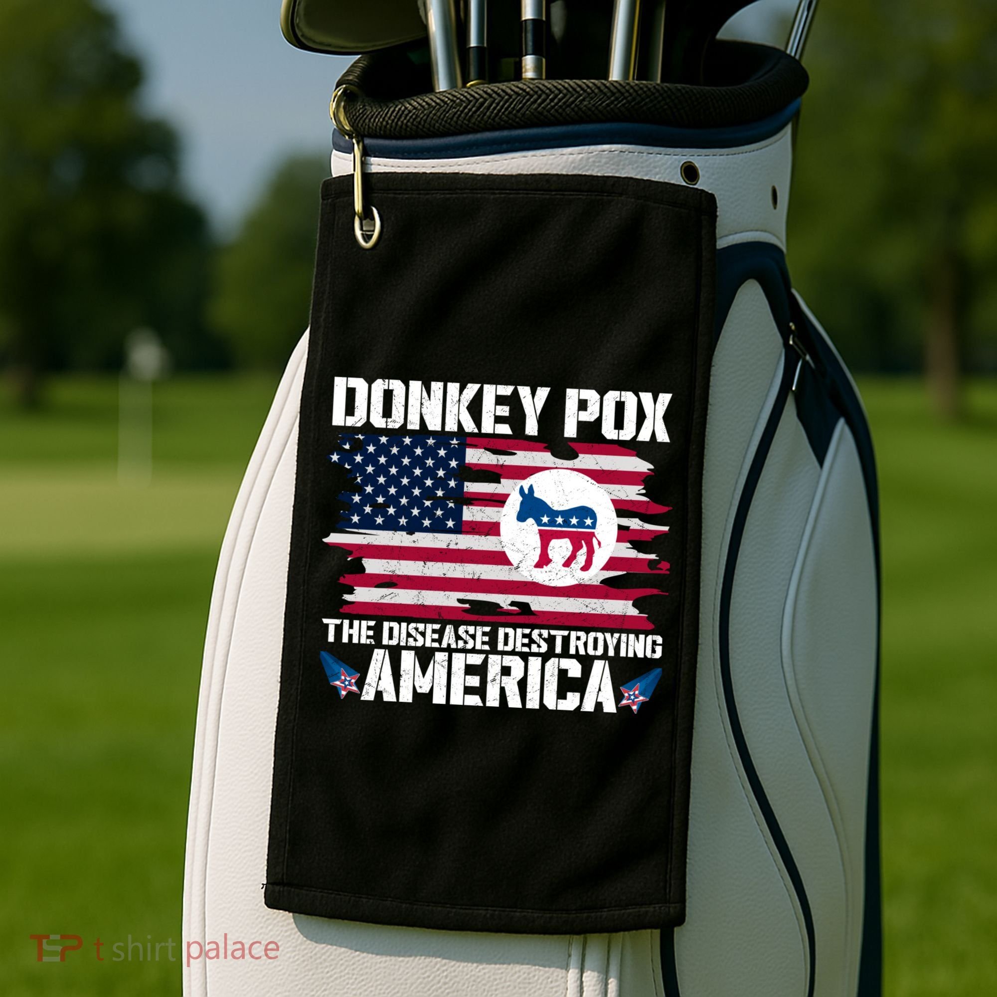 Donkey Pox The Disease Destroying America Funny Anti Biden Golf Towel