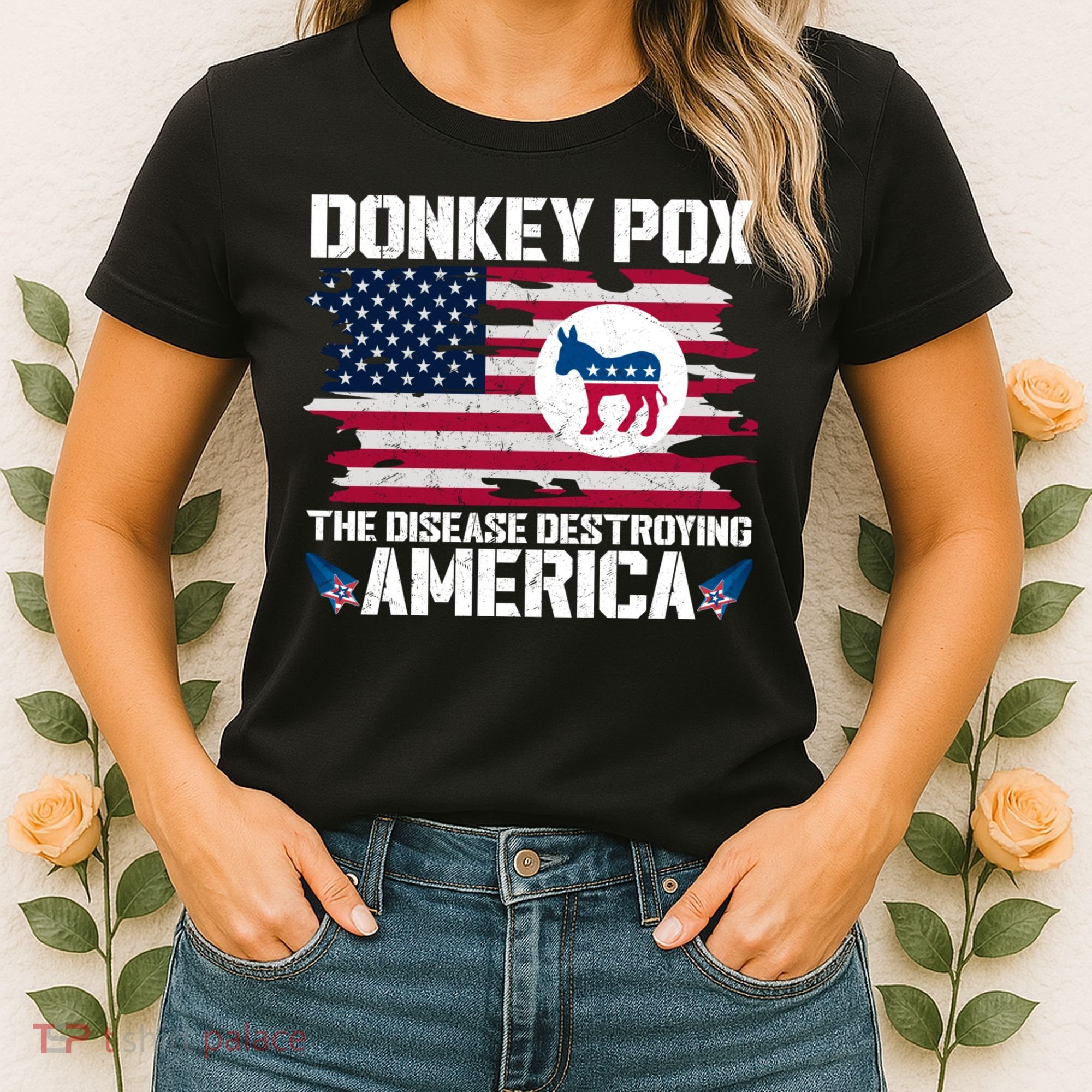 Donkey Pox The Disease Destroying America Funny Anti Biden Women's T-Shirt