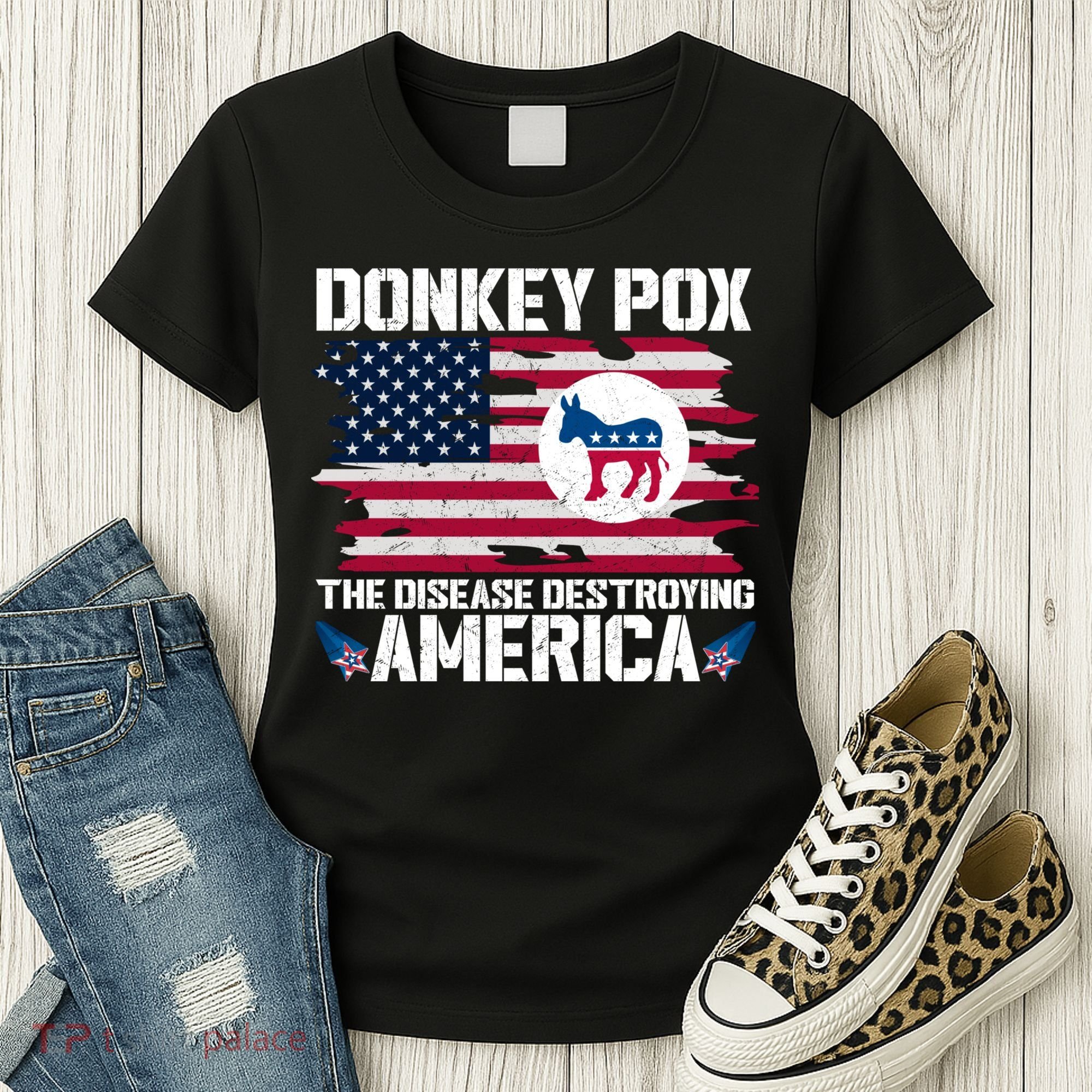 Donkey Pox The Disease Destroying America Funny Anti Biden Women's T-Shirt