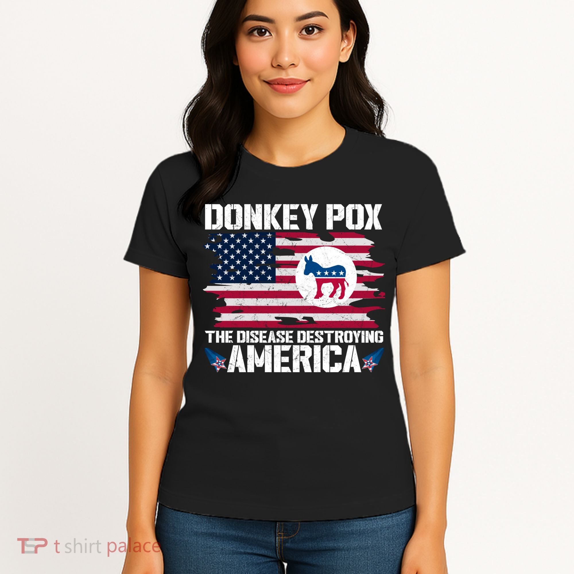 Donkey Pox The Disease Destroying America Funny Anti Biden Women's T-Shirt