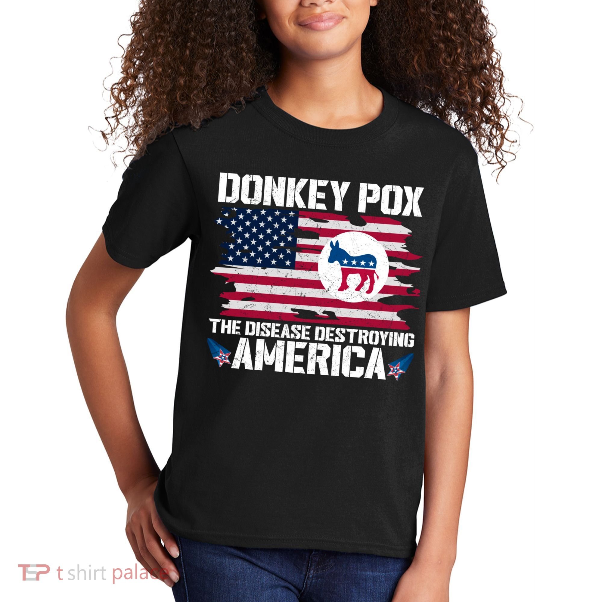 Donkey Pox The Disease Destroying America Funny Anti Biden Kids T-Shirt