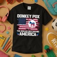 Donkey Pox The Disease Destroying America Funny Anti Biden Kids T-Shirt thumb 3