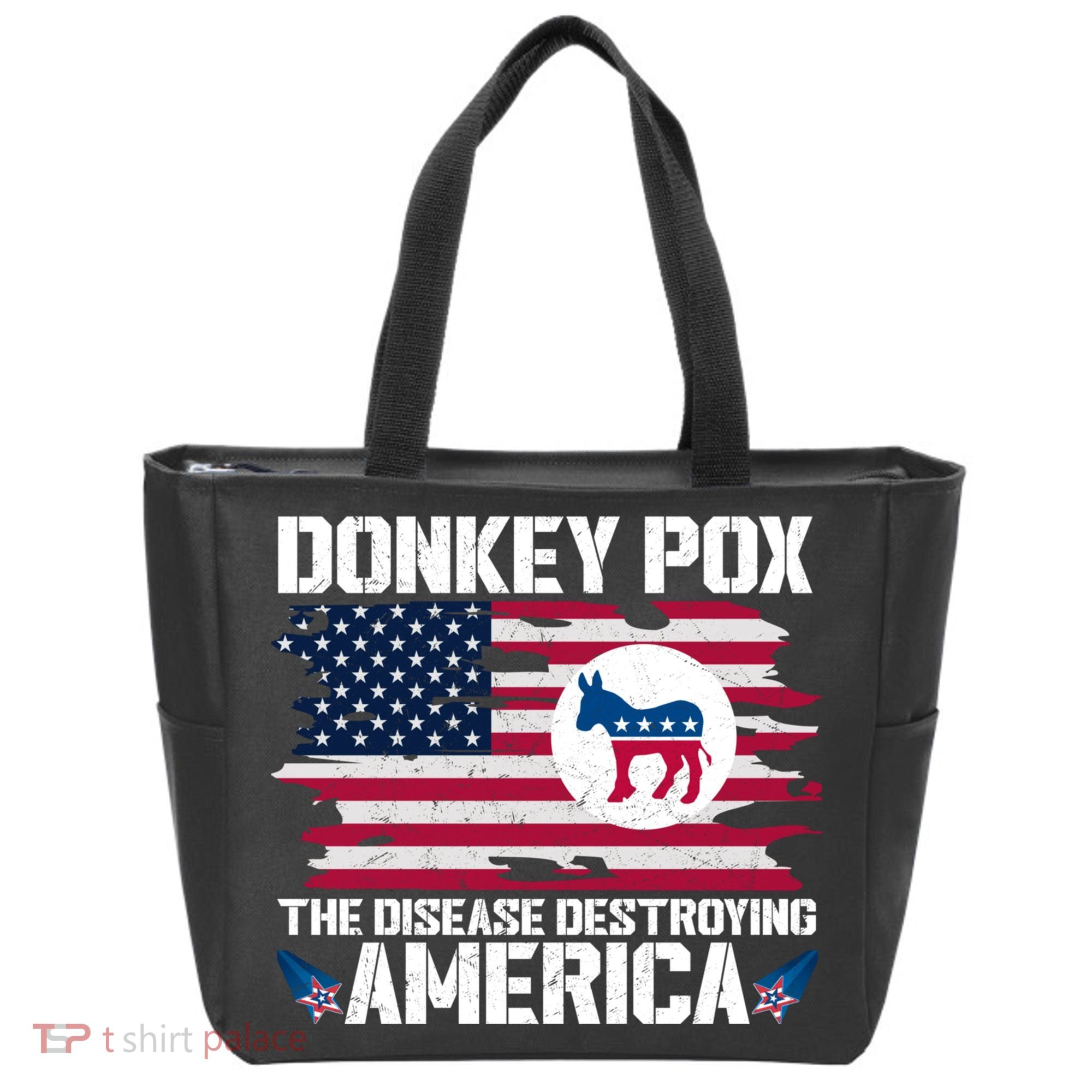 Donkey Pox The Disease Destroying America Funny Anti Biden Tote Bag