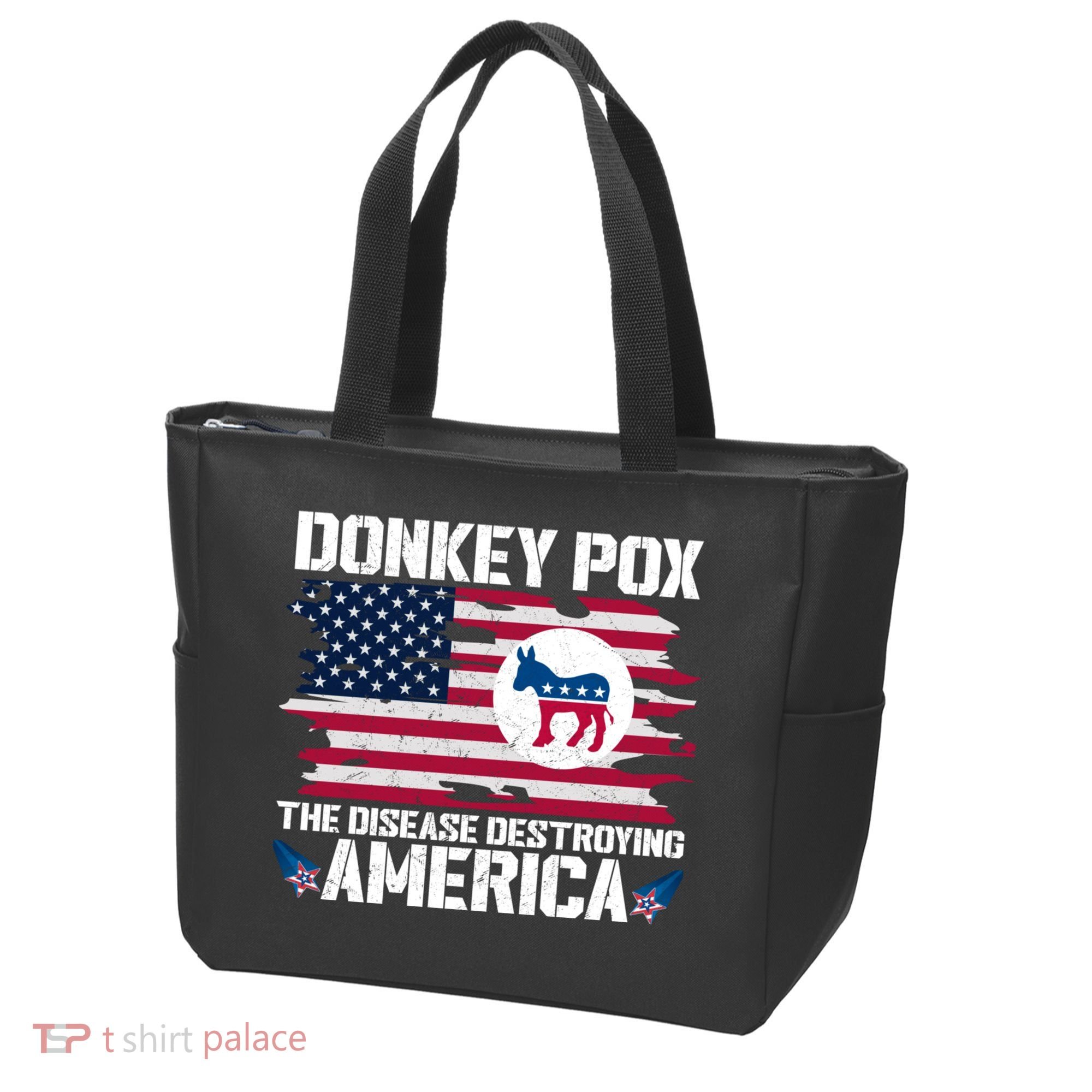 Donkey Pox The Disease Destroying America Funny Anti Biden Tote Bag