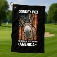 Donkey Pox The Disease Destroying America Funny Golf Towel thumb 1
