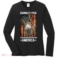 Donkey Pox The Disease Destroying America Funny Women's Long Sleeve Shirt thumb 0