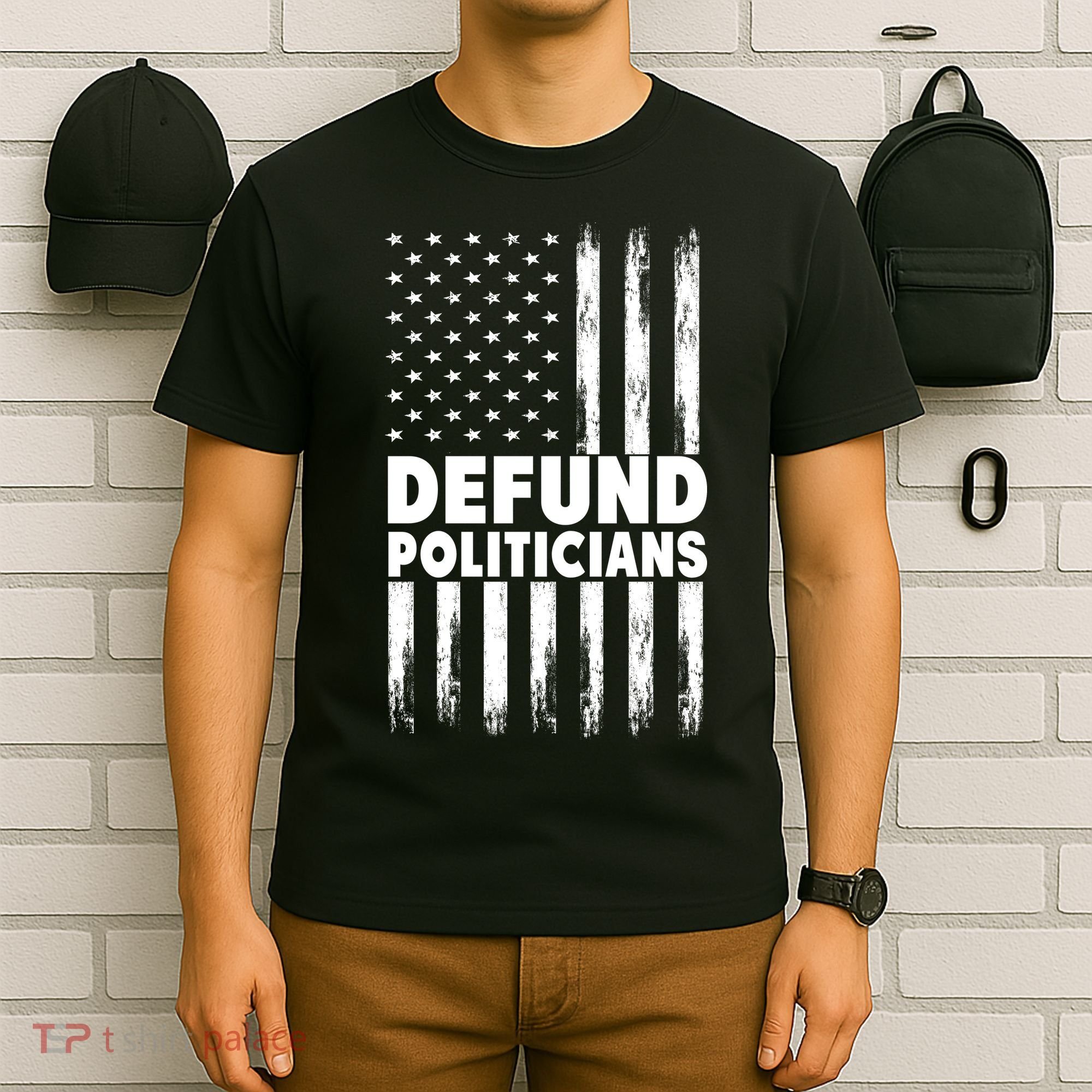 Defund Politicians USA Flag T-Shirt