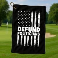 Defund Politicians USA Flag Golf Towel thumb 1