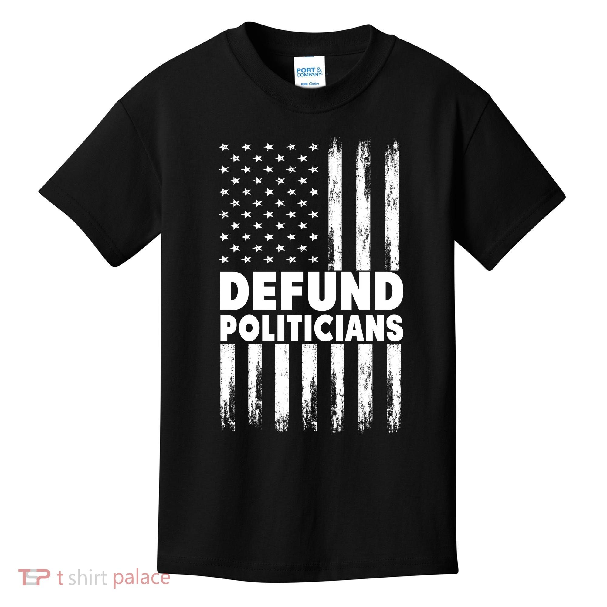 Defund Politicians USA Flag Kids T-Shirt