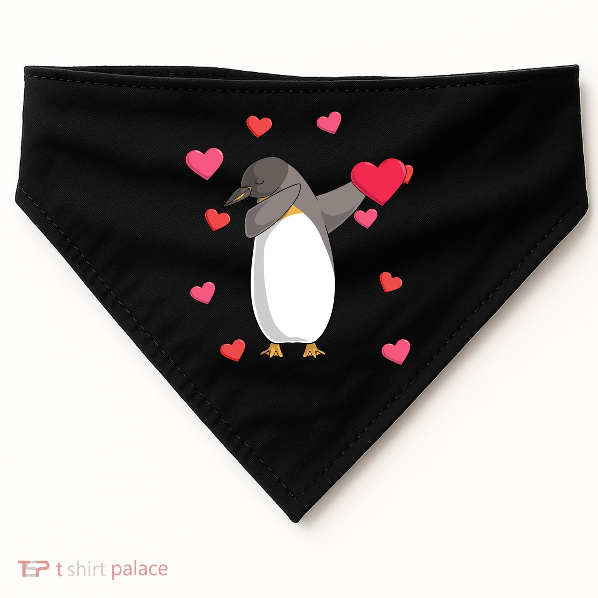 Dabbing Penguin Valentine's Day Love Heart Dance Pose Cute Gift USA-Made Doggie Bandana