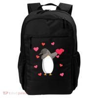 Dabbing Penguin Valentine's Day Love Heart Dance Pose Cute Gift Backpack thumb 0