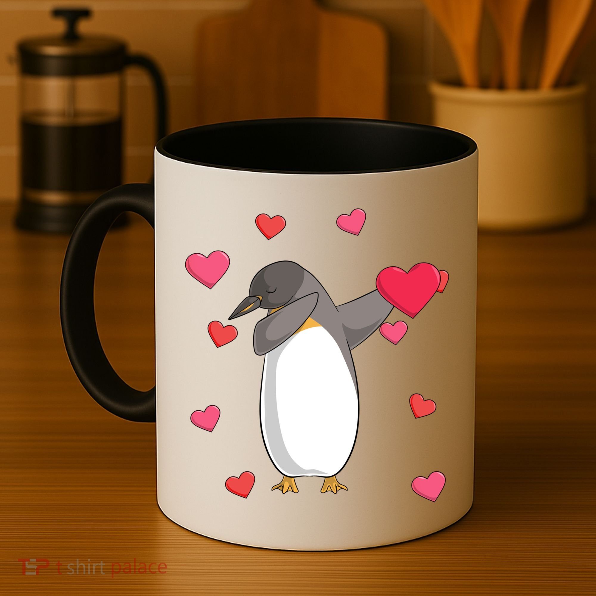 Dabbing Penguin Valentine's Day Love Heart Dance Pose Cute Gift Coffee Mug