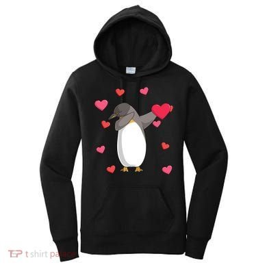Dabbing Penguin Valentine's Day Love Heart Dance Pose Cute Gift Women's Hoodie