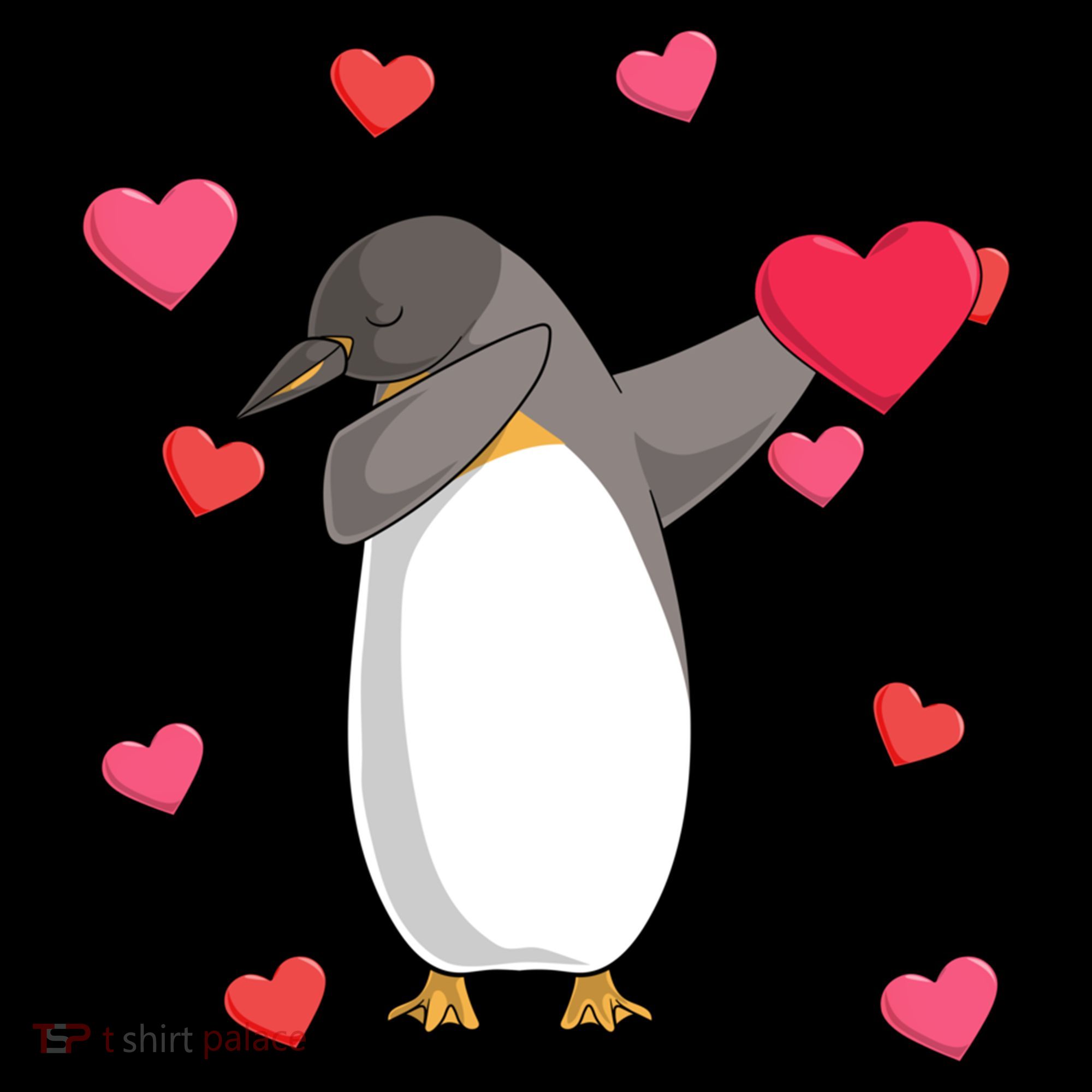 Dabbing Penguin Valentine's Day Love Heart Dance Pose Cute Gift Women's Hoodie
