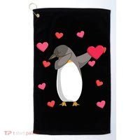Dabbing Penguin Valentine's Day Love Heart Dance Pose Cute Gift Golf Towel thumb 0