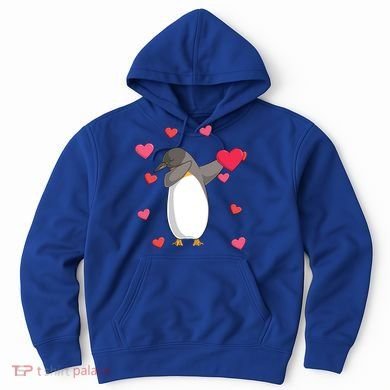 Dabbing Penguin Valentine's Day Love Heart Dance Pose Cute Gift Hoodie
