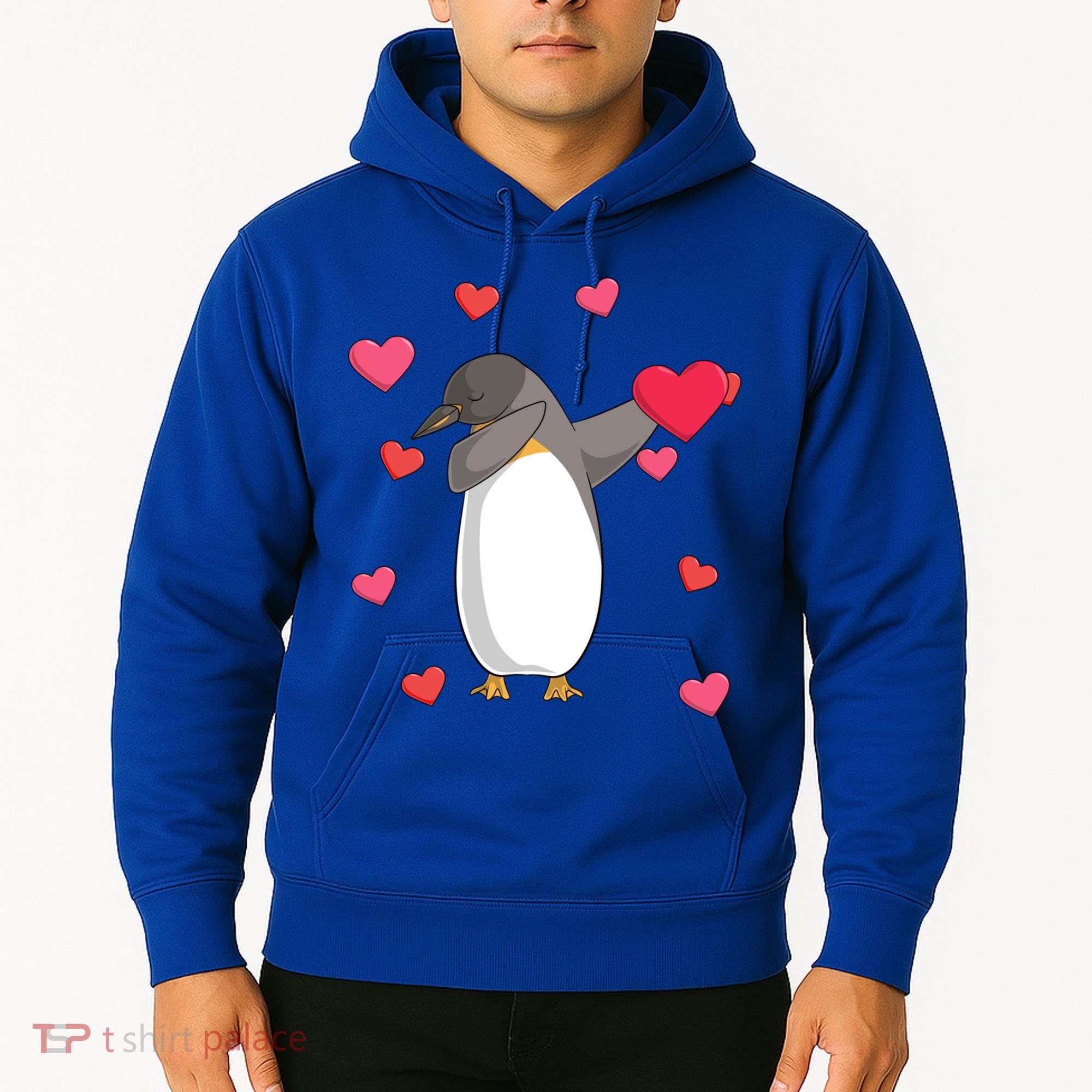 Dabbing Penguin Valentine's Day Love Heart Dance Pose Cute Gift Hoodie