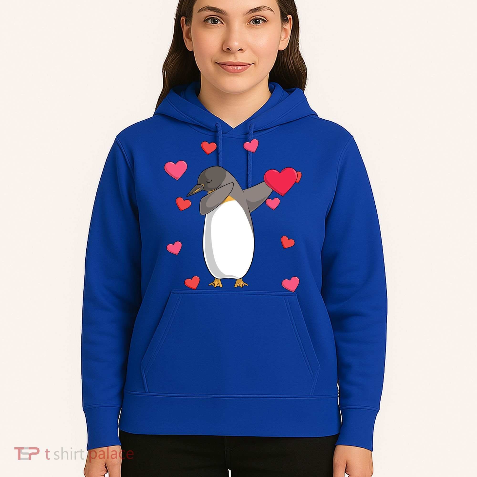 Dabbing Penguin Valentine's Day Love Heart Dance Pose Cute Gift Hoodie