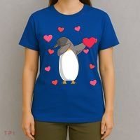 Dabbing Penguin Valentine's Day Love Heart Dance Pose Cute Gift T-Shirt thumb 4