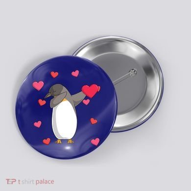 Dabbing Penguin Valentine's Day Love Heart Dance Pose Cute Gift Button