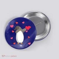 Dabbing Penguin Valentine's Day Love Heart Dance Pose Cute Gift Button thumb 0