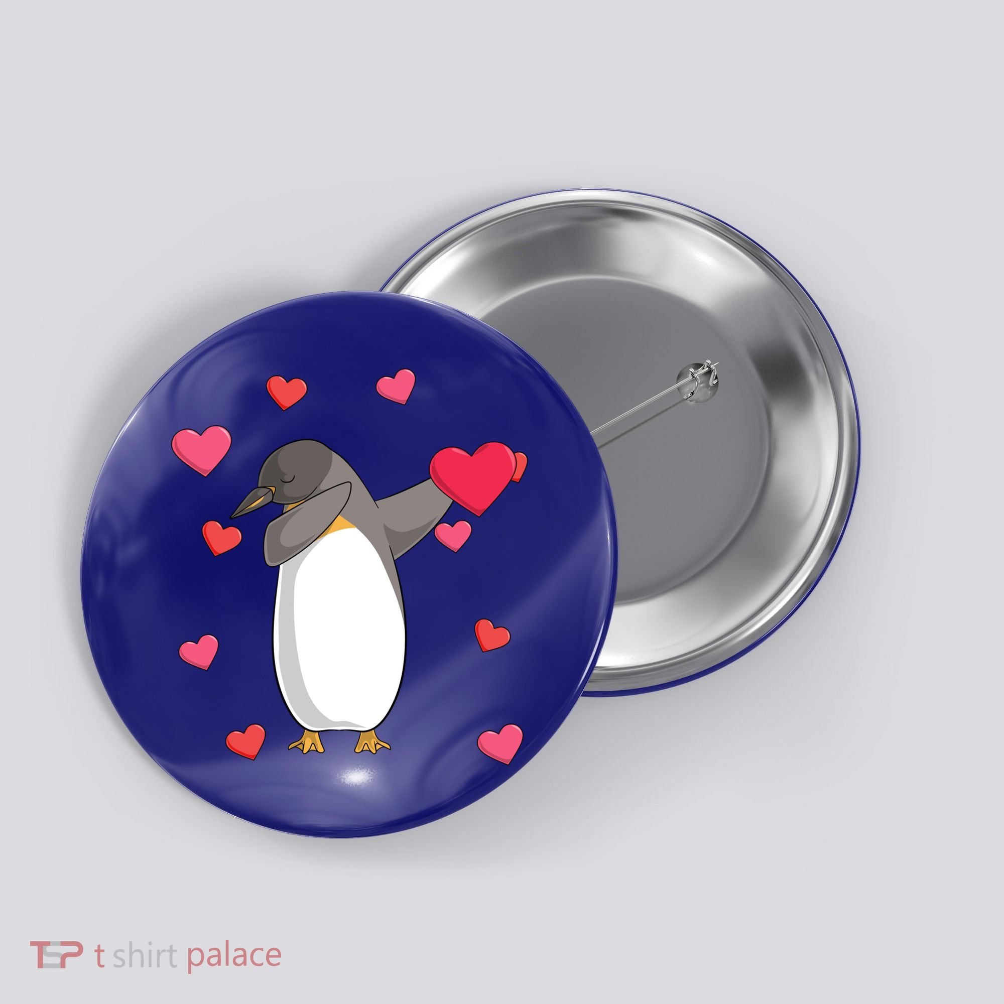 Dabbing Penguin Valentine's Day Love Heart Dance Pose Cute Gift Button