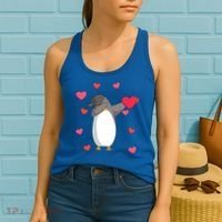 Dabbing Penguin Valentine's Day Love Heart Dance Pose Cute Gift Women's Tank Top thumb 2