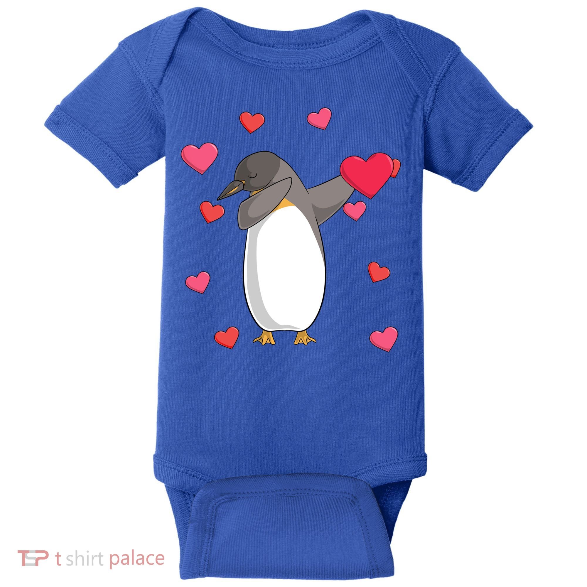 Dabbing Penguin Valentine's Day Love Heart Dance Pose Cute Gift Baby Bodysuit