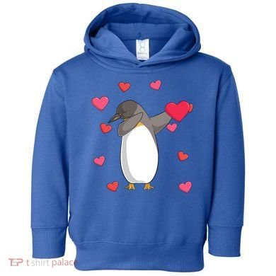 Dabbing Penguin Valentine's Day Love Heart Dance Pose Cute Gift Toddler Hoodie
