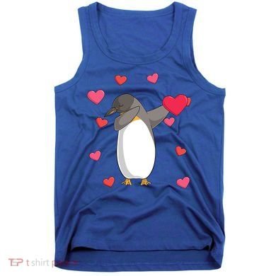 Dabbing Penguin Valentine's Day Love Heart Dance Pose Cute Gift Tank Top