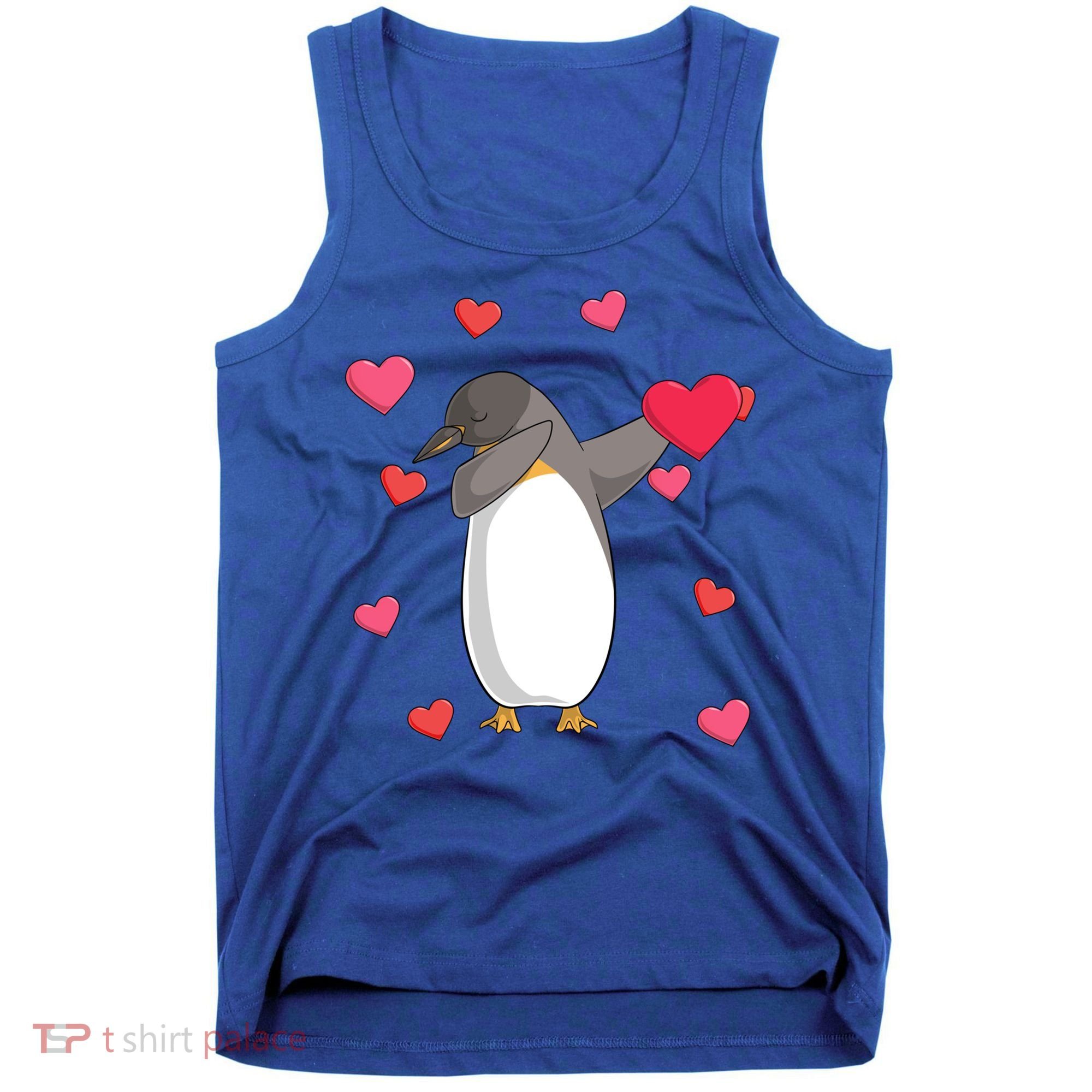 Dabbing Penguin Valentine's Day Love Heart Dance Pose Cute Gift Tank Top