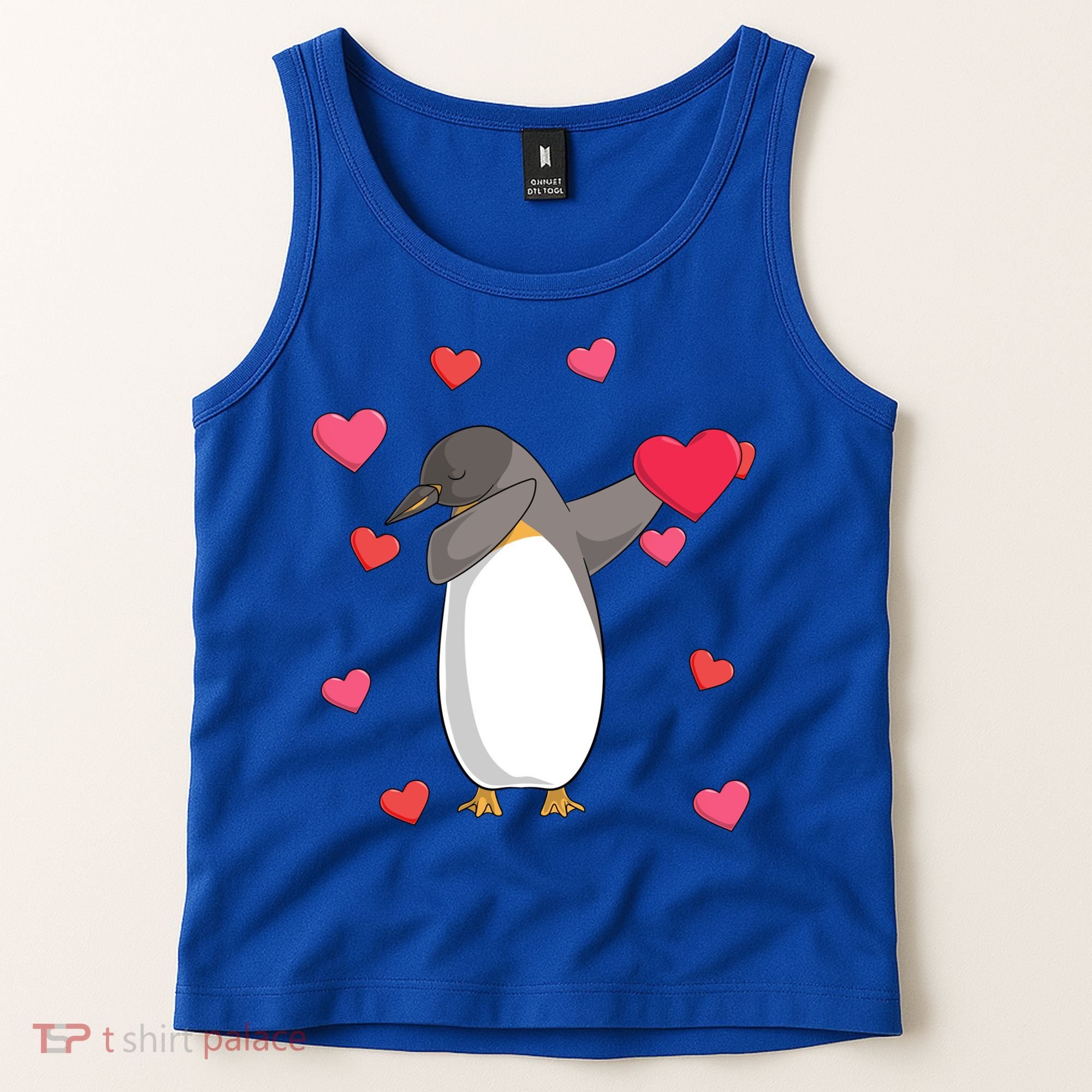 Dabbing Penguin Valentine's Day Love Heart Dance Pose Cute Gift Tank Top