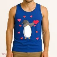 Dabbing Penguin Valentine's Day Love Heart Dance Pose Cute Gift Tank Top thumb 3
