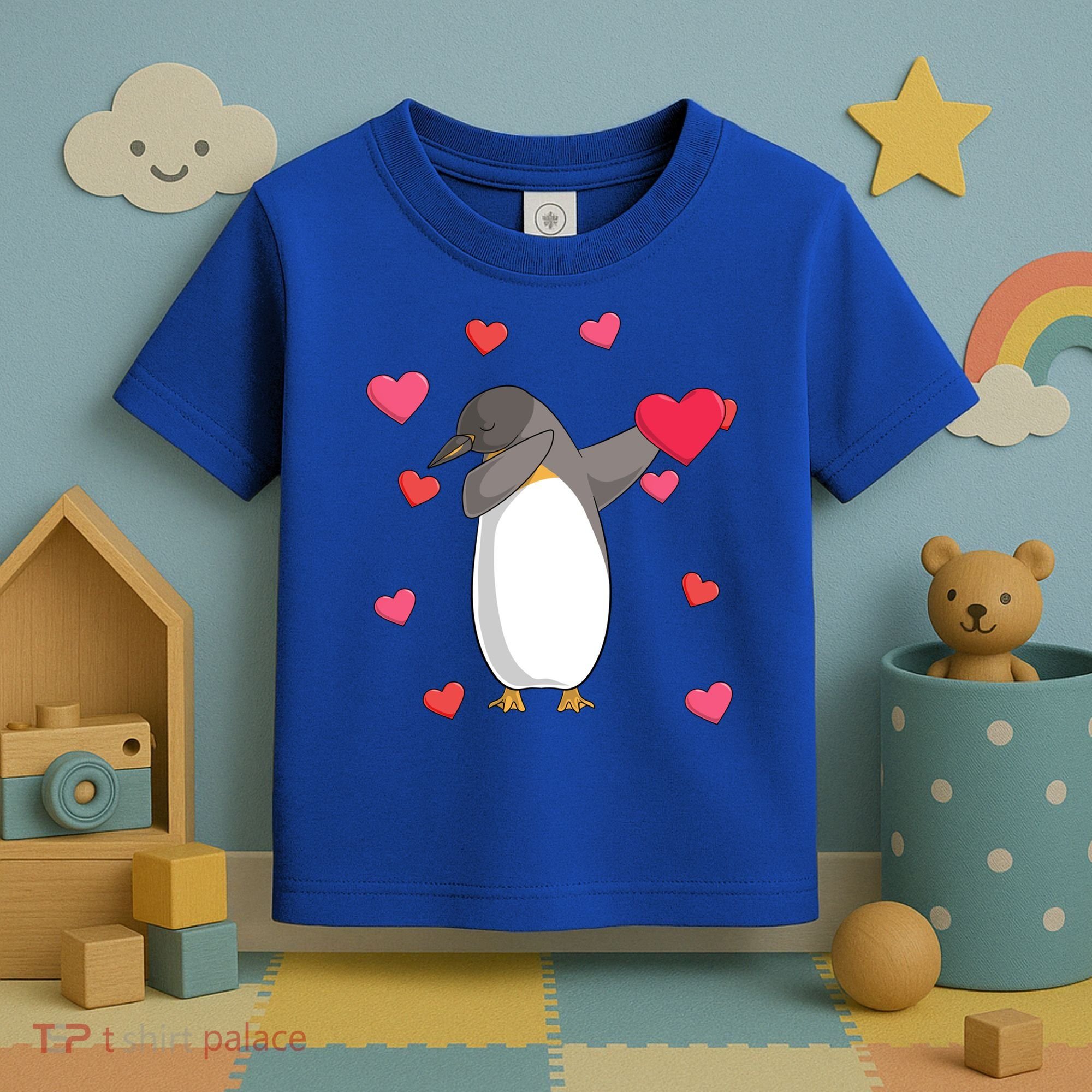 Dabbing Penguin Valentine's Day Love Heart Dance Pose Cute Gift Toddler T-Shirt
